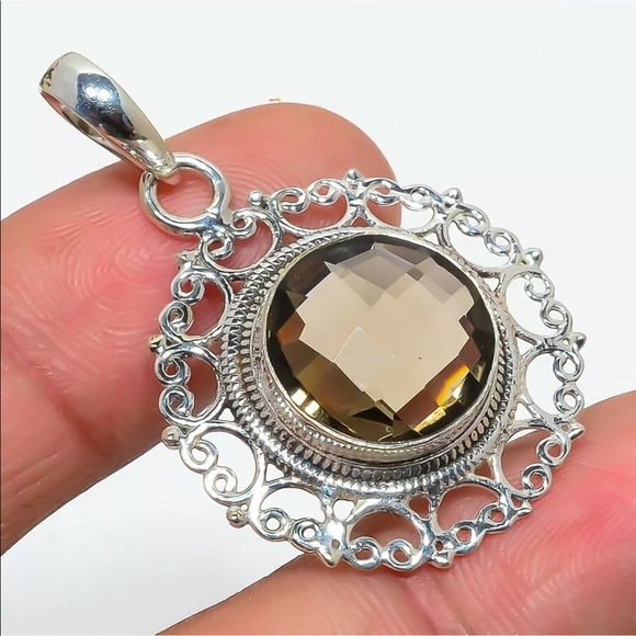 Hand Crafted Jewelry - Smokey Quartz Wired Work 925 Silver Pendant